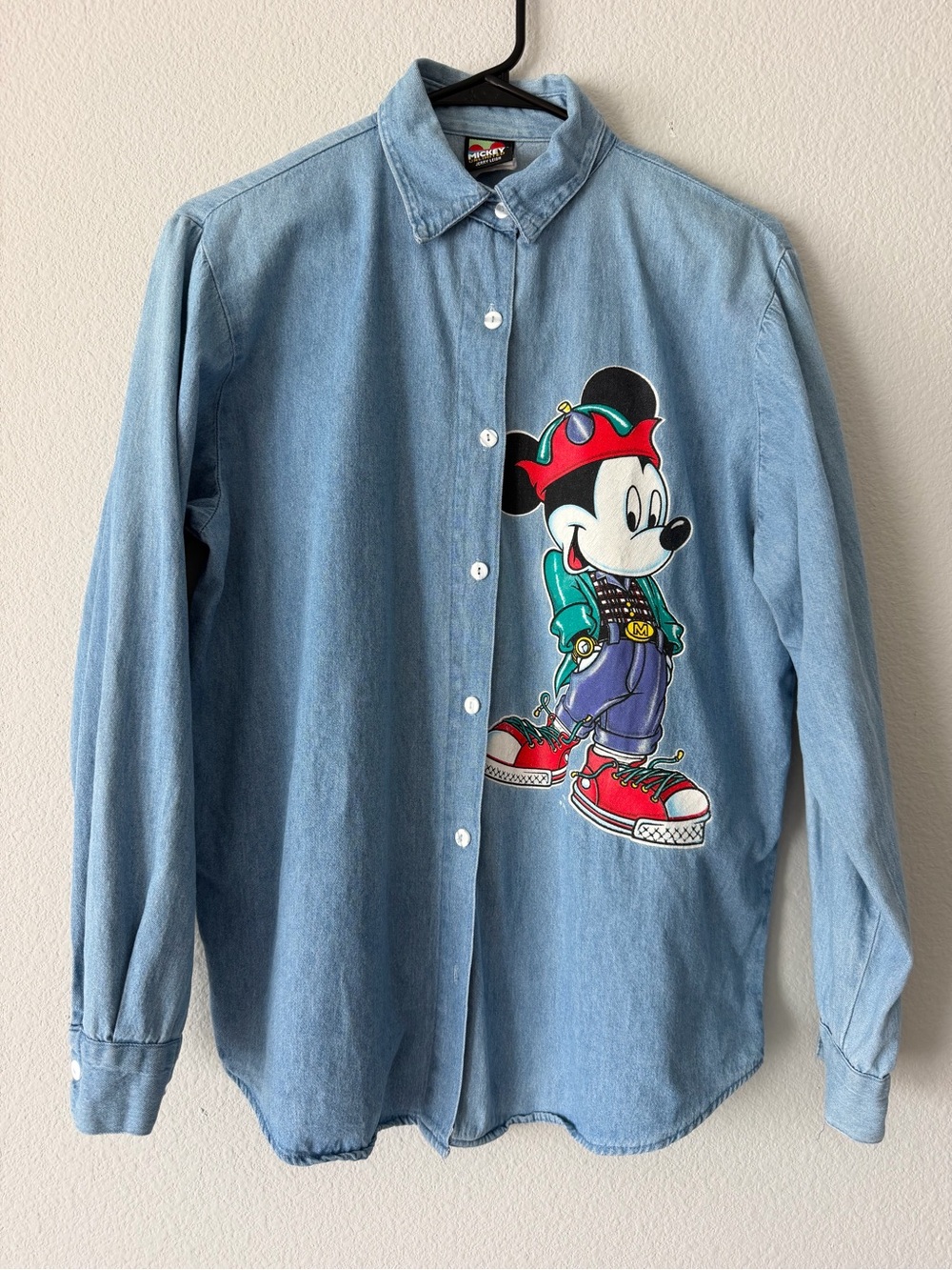 Rare Vintage Mickey Unlimited Jerry Leigh Denim Shirt M 90s Disney Made USA